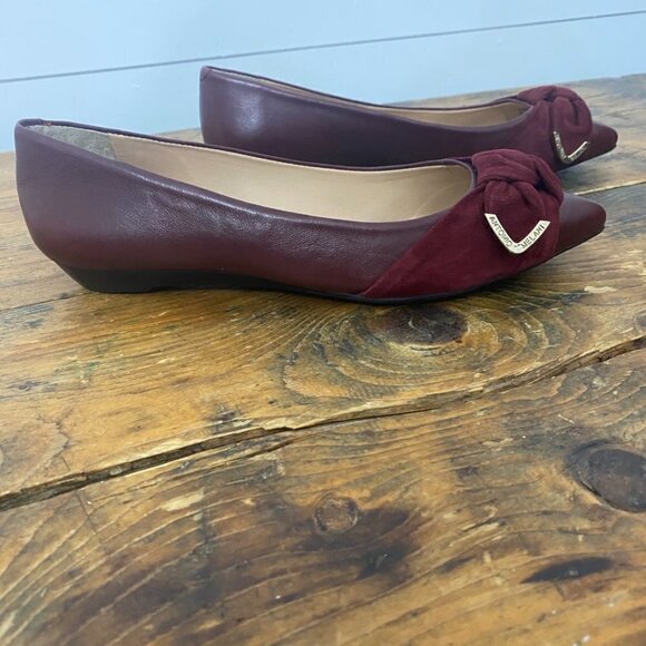 Antonio Melani Suede Pointed Toe Bow Comfort Flats in Burgundy, Women's Size 6.5 - Picture 8 of 17